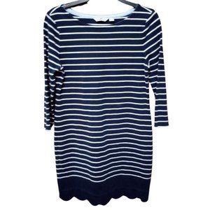 Vineyard Vines Striped Navy Blue White 3/4 Sleeve Tunic Sweater Size XS